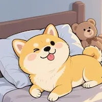 Dog sleeping in bed teddy