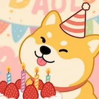 Dog with party hat cake